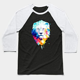 Lion Wild Nature Animal Colors Art Paint Baseball T-Shirt